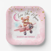 TWEE de maan | Meisje Roze 2e Verjaardag Papier Papieren Bordje (Voorkant)