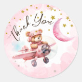 TWEE de maan | Meisje Roze 2e verjaardag Ronde Sticker (Voorkant)