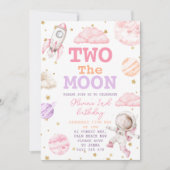 Twee de maan meisje ruimte 2e verjaardag kaart (Voorkant)