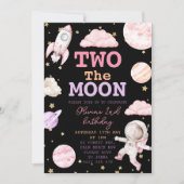 Twee de maan meisje ruimte 2e verjaardag kaart (Voorkant)