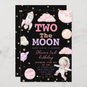 Twee de maan meisje ruimte 2e verjaardag kaart (Voorkant / Achterkant)