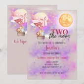 Twee De Maan Meisjes Dieren Ballon 2e Verjaardag Kaart (Voorkant / Achterkant)
