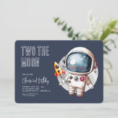 Twee De Maan Modern Blauw 2e Verjaardag Kaart (Staand voorkant)