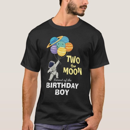 Twee de maan Ouder van de Verjaardag jongen Space T-shirt (Voorkant)
