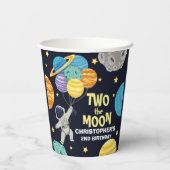 Twee de maan Outer Space Kinder 2e verjaardagsfees Papieren Bekers (Achterkant)