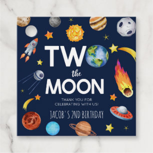 Twee De Maan Outer Space Planet Verjaardagsfeest Bedankjes Labels