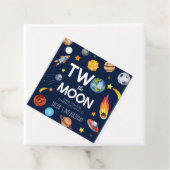 Twee De Maan Outer Space Planet Verjaardagsfeest Bedankjes Labels (In situ)