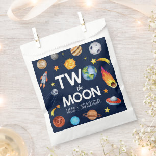Twee De Maan Outer Space Planet Verjaardagsfeest Bedankzakje