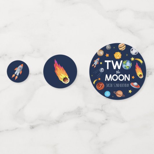 Twee De Maan Outer Space Planet Verjaardagsfeest Confetti (Achterkanten)