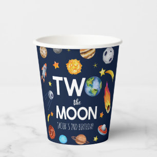 Twee De Maan Outer Space Planet Verjaardagsfeest Papieren Bekers