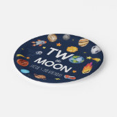 Twee De Maan Outer Space Planet Verjaardagsfeest Papieren Bordje (Gekanteld)