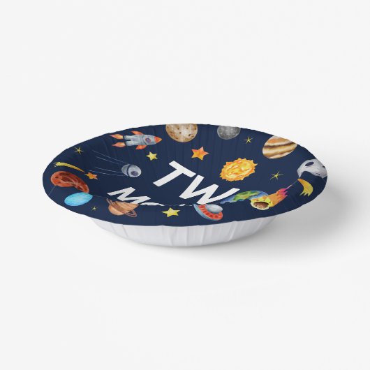 Twee De Maan Outer Space Planet Verjaardagsfeest Papieren Kommen (Gebogen)