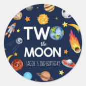 Twee De Maan Outer Space Planet Verjaardagsfeest Ronde Sticker