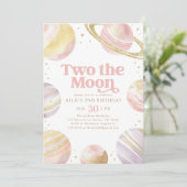 Twee de maan roze en gouden buitenste ruimte verja kaart (Staand voorkant)