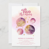 Twee de Maan Roze Meisje 2e Verjaardag Kaart (Voorkant)