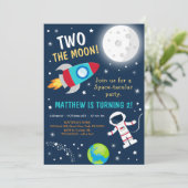 Twee De Maan Ruimte Verjaardag Kaart (Staand voorkant)
