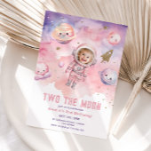 Twee de maan ruimtemeisje astronaut foto verjaarda kaart