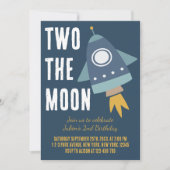 Twee de Maan Ruimteraket 2e Verjaardagsfeestje Kaart (Voorkant)