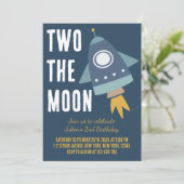 Twee de Maan Ruimteraket 2e Verjaardagsfeestje Kaart (Staand voorkant)