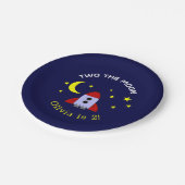 Twee De Maan Ruimteraket Schip 2e Verjaardag Papieren Bordje (Gekanteld)