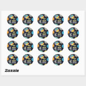 Twee de maan Space Planet blauw 2e verjaardagsfees Ronde Sticker (Vel)