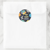 Twee de maan Space Planet blauw 2e verjaardagsfees Ronde Sticker (Tas)