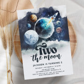 Twee de Maan Waterverf Galaxy Modern 2e Verjaardag Kaart