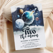 Twee de Maan Waterverf Galaxy Modern 2e Verjaardag Kaart