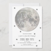 Twee de Maan Wit Zilveren Jongen 2e Verjaardag Kaart (Voorkant)