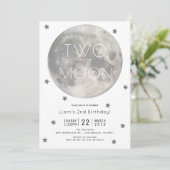 Twee de Maan Wit Zilveren Jongen 2e Verjaardag Kaart (Staand voorkant)