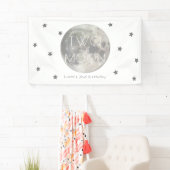 Twee de Maan Wit Zilveren Jongen 2e Verjaardag Spandoek (Insitu)