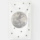 Twee de Maan Wit Zilveren Jongen 2e Verjaardag Spandoek (Verticaal)