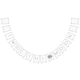 Twee de Maan Wit Zilveren Jongen 2e Verjaardag Vlaggetjes