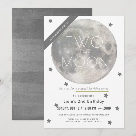 Twee De Maan Witte Zilveren Jongen Virtuele 2e Ver Kaart (Voorkant / Achterkant)