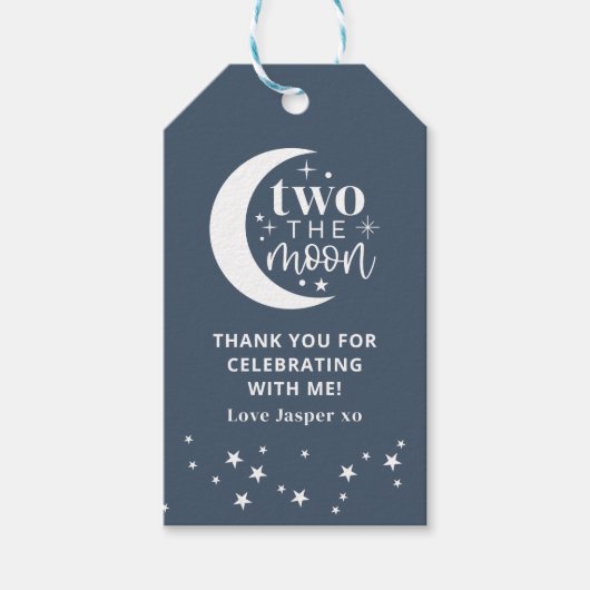 Twee de Moon Blue Navy Cadeaulabel (Voorkant)