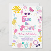 Twee de Pool Girl Pool Party Zomerverjaardag Kaart (Voorkant)