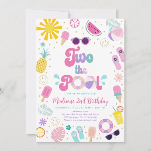 Twee de Pool Girl Pool Party Zomerverjaardag Kaart (Voorkant)