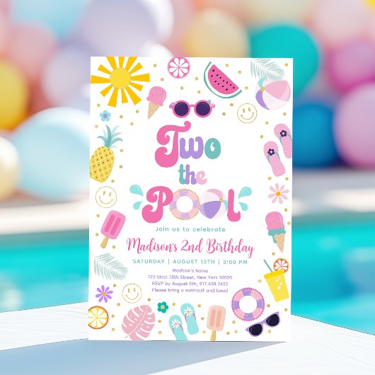Twee de Pool Girl Pool Party Zomerverjaardag Kaart