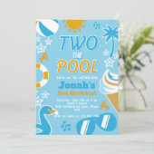 Twee de Pool Party Verjaardag Jongen zomer Kaart (Staand voorkant)