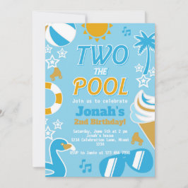 Twee de Pool Party Verjaardag Jongen zomer Kaart