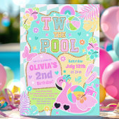 Twee De Pool Preppy Girly 2e Verjaardag Pool Party Kaart