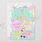 Twee De Pool Preppy Girly 2e Verjaardag Pool Party Kaart (Voorkant)
