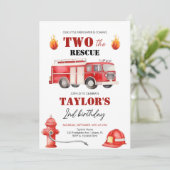 Twee De Redding Brandweerjongens 2e Verjaardag Kaart (Staand voorkant)