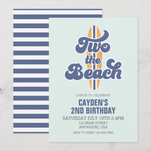 Twee de Strand Surfboard Beach 2e Verjaardag Kaart (Voorkant / Achterkant)