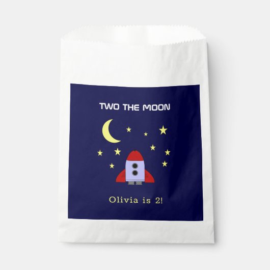 Twee: de tweede verjaardag van het raketschild van bedankzakje (Voorkant)