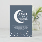 Twee de uitnodiging van de Birthday Moon Blue mari (Staand voorkant)