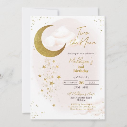 Twee de uitnodiging van de Moon Birthday (Voorkant)