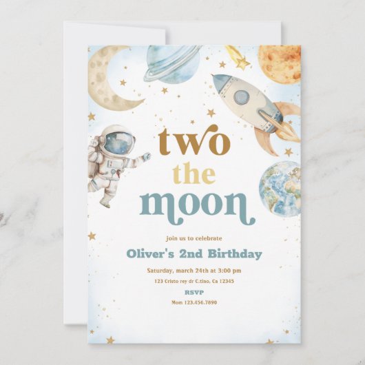 Twee de uitnodiging van de Moon Birthday Party (Voorkant)