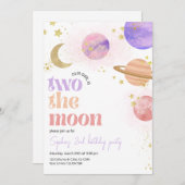 Twee de uitnodiging van de Moon Birthday Party (Voorkant / Achterkant)