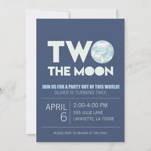 Twee de uitnodiging van de Moon Birthday Party (Voorkant)
